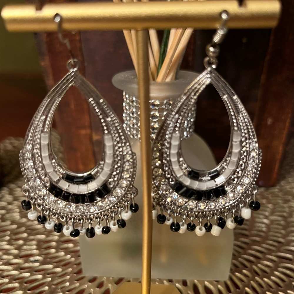 Lovely Black and White Statement Earrings